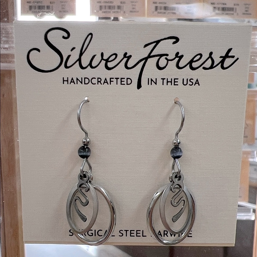 Silver Forest Black and Silver Steel Earrings